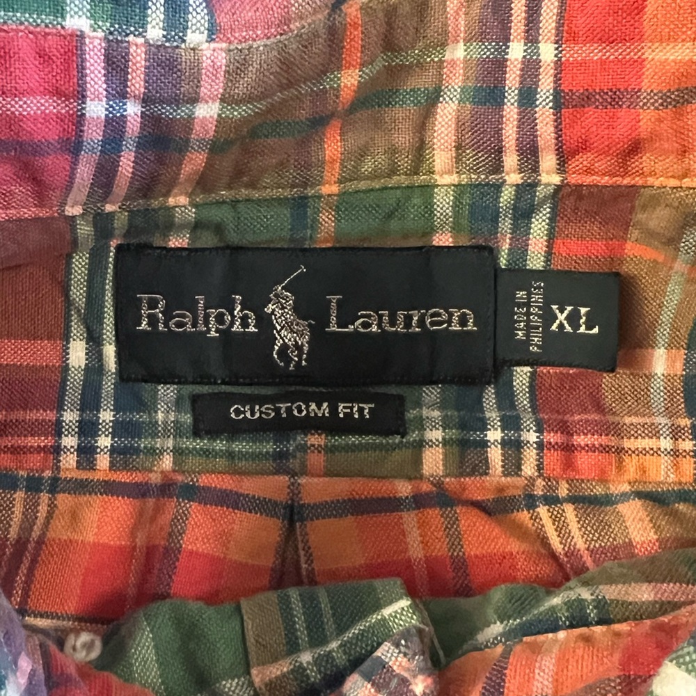 Polo Ralph Lauren Shirt Men XL Long Sleeve Custom Fit Shirt Pink Plaid F34 - Picture 5 of 7